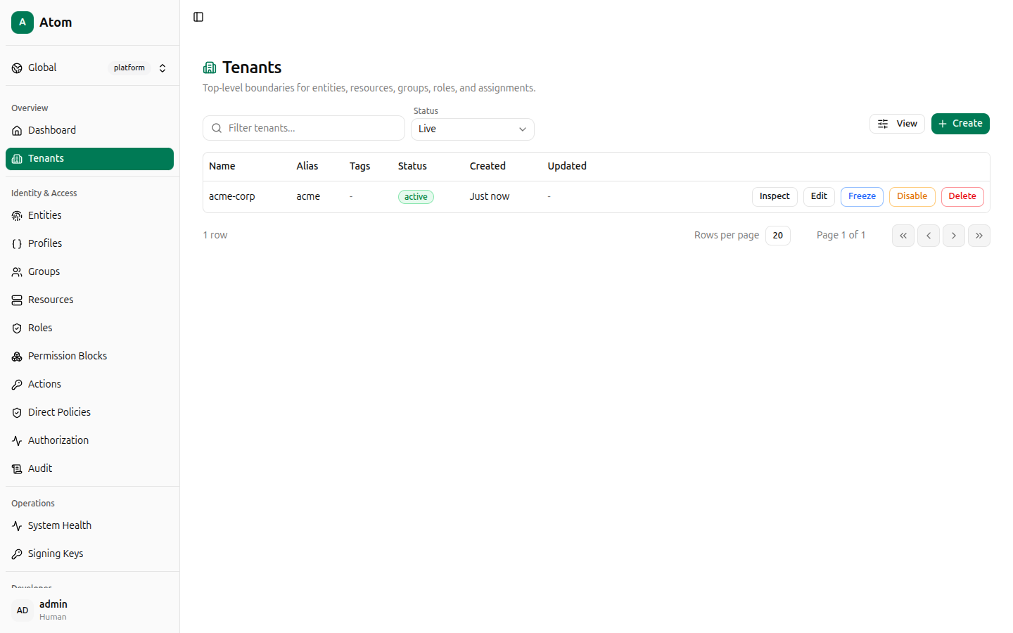 Tenants list
